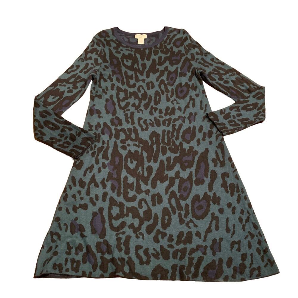 Carmen Marc Valvo Animal Print Sweater Dress Size Large